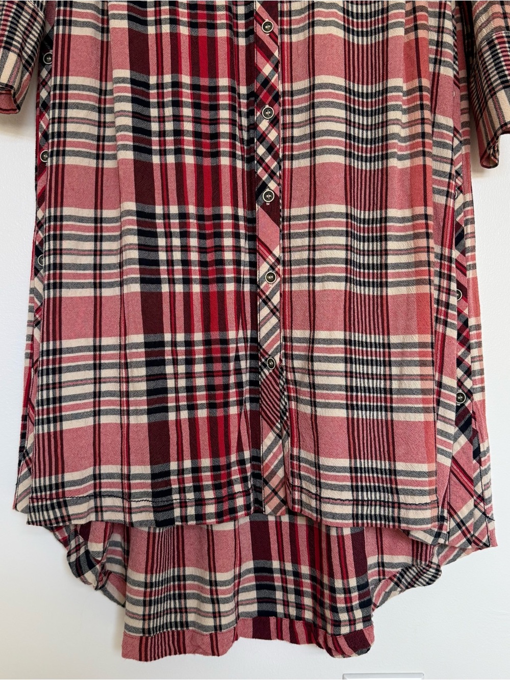 Free People Loralei Plaid Button-Front Midi Shirt Dress - Picture 7 of 11